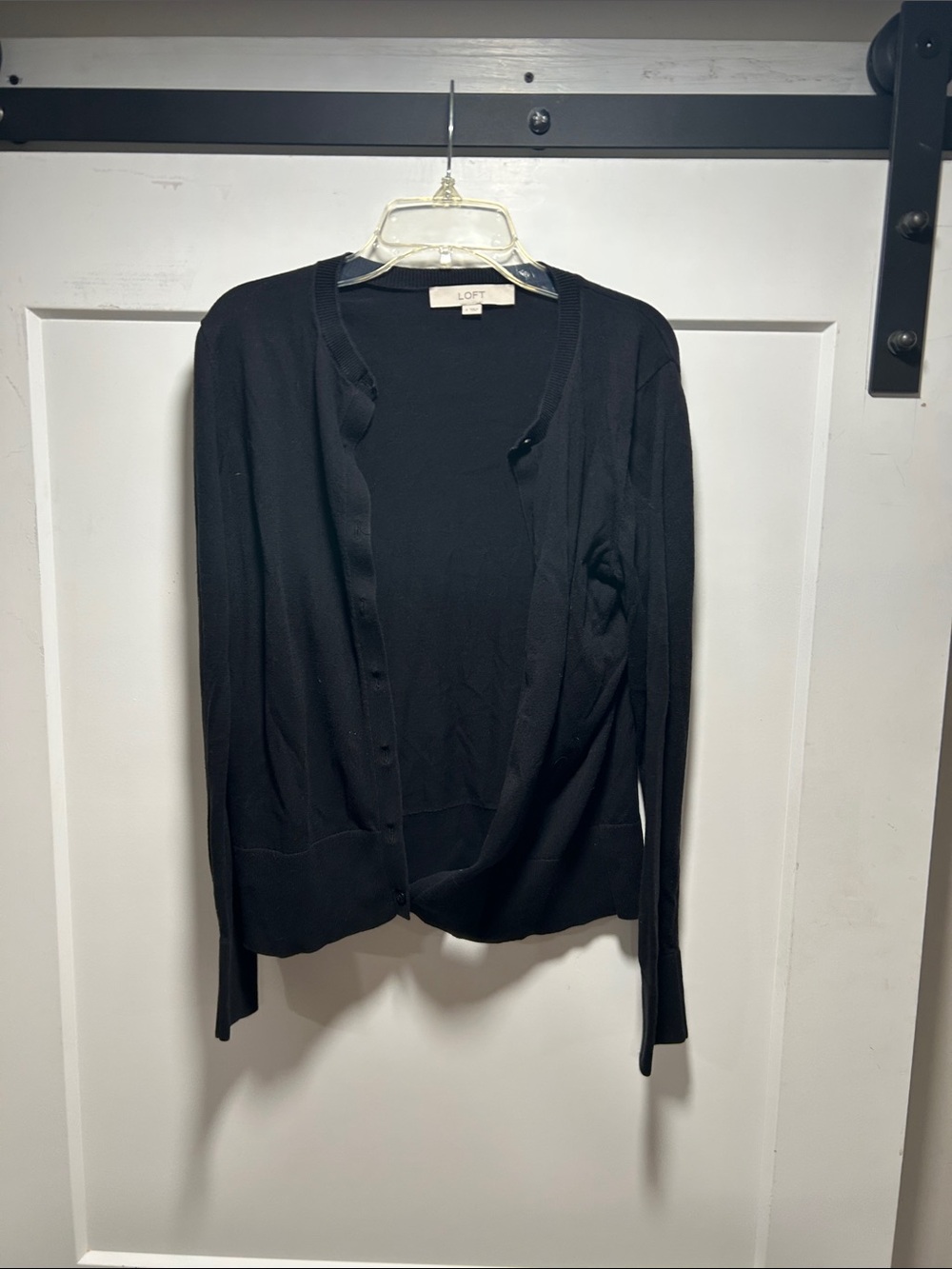 LOFT Black Open-Front Lightweight Cardigan
